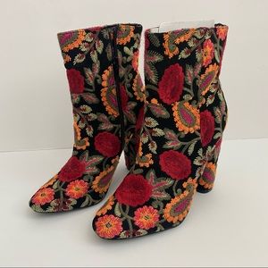 Just fab floral embroidered boots booties